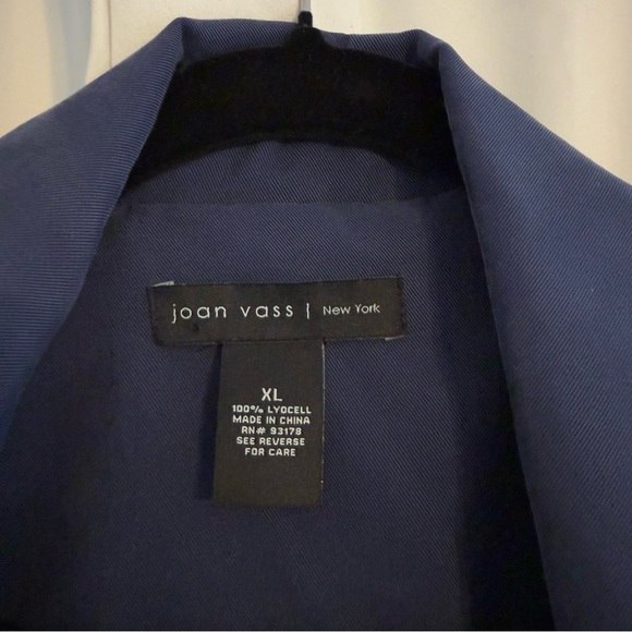 Joan Vass Open Front Navy Drape Blazer Lyocell Women’s XL - Picture 2 of 7